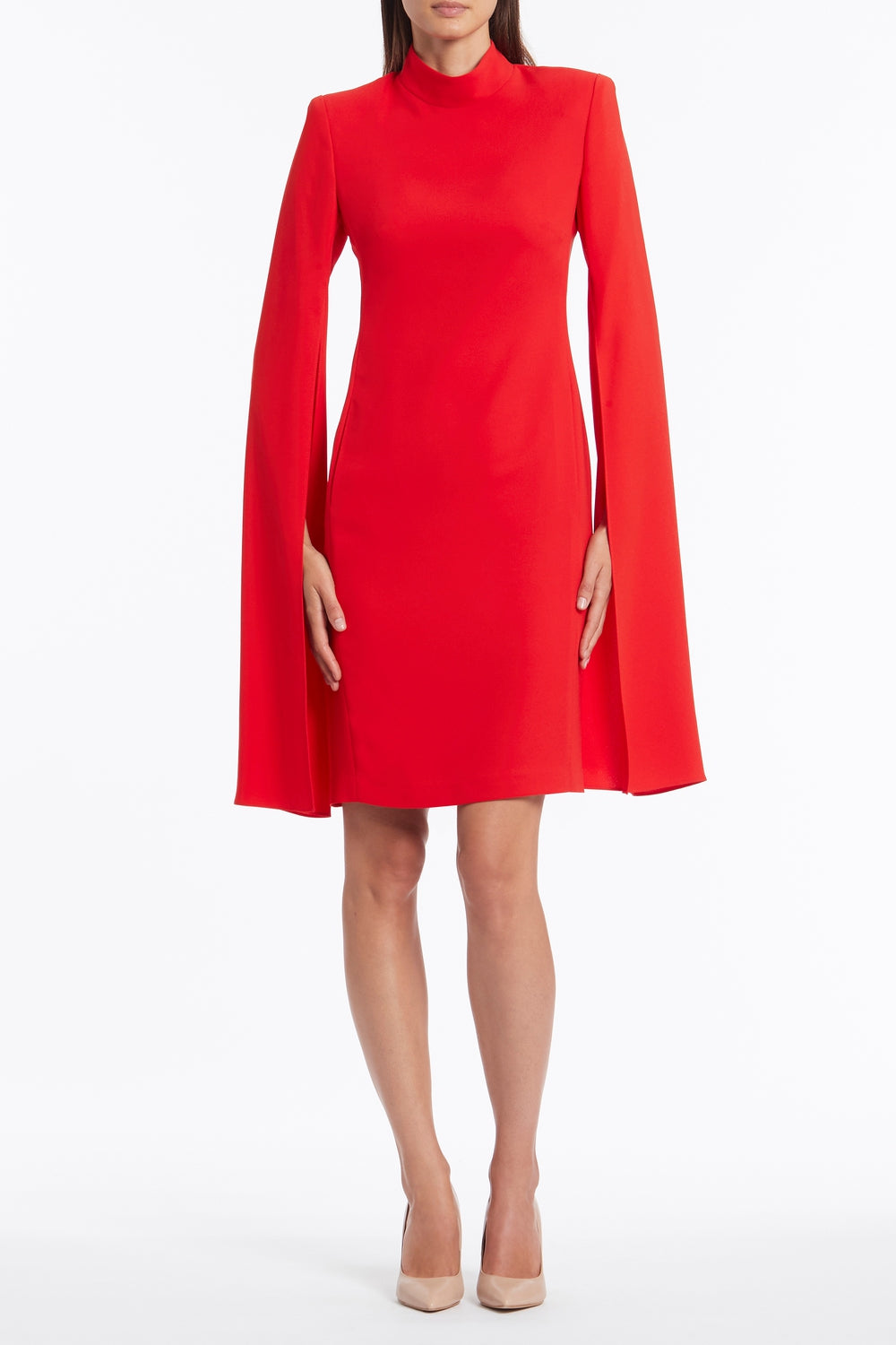 RED CELEBRATION CAPED SLEEVE DRESS ...